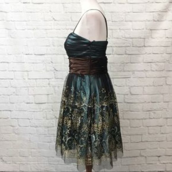 Morgan & Co Teal and Brown Short Party Dress 11/12 - Picture 2 of 5